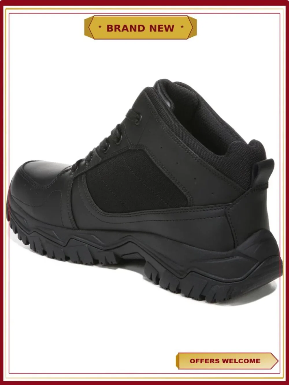 Slip Resistant Athletic Work Boots Leather Upper Gel Cushion